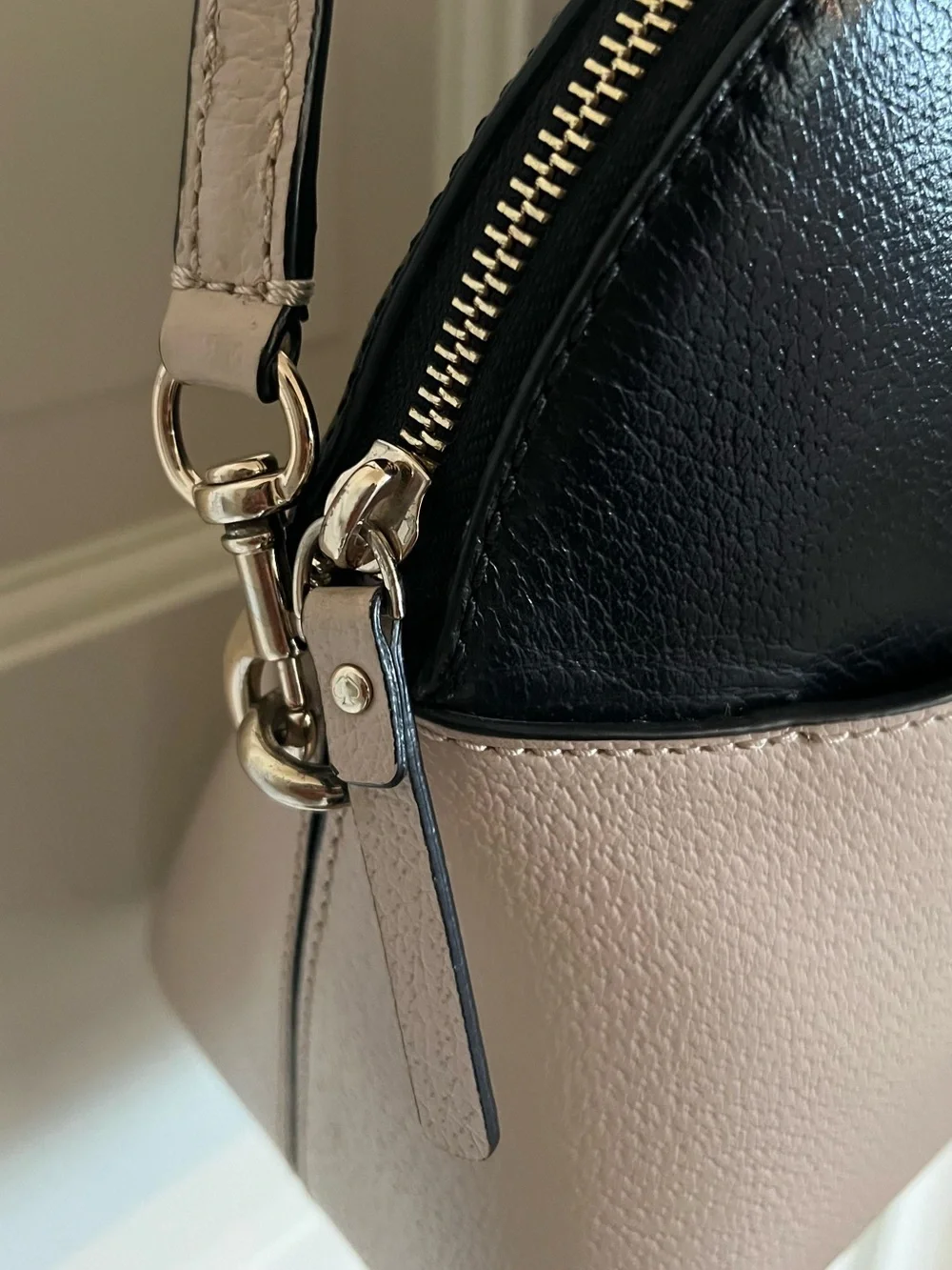 kate spade Two-Tone Black and Taupe Dome Satchel